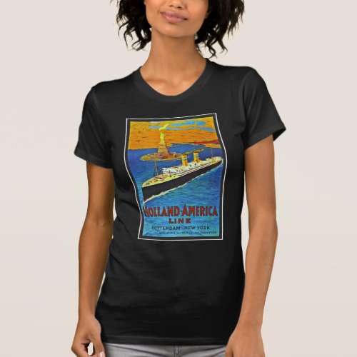 Holland America Line Vintage Travel Poster T_Shirt
