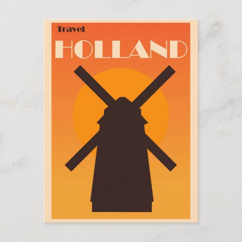 Holland Amsterdam Vintage Windmill Dutch Travel Postcard
