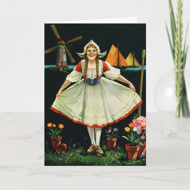 Holland Dutch Curtsy Colorful Card (Front)