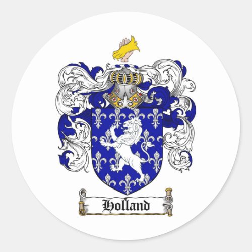 HOLLAND FAMILY CREST _  HOLLAND COAT OF ARMS CLASSIC ROUND STICKER