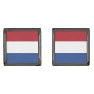 HOLLAND flag Gunmetal Finish Cufflinks