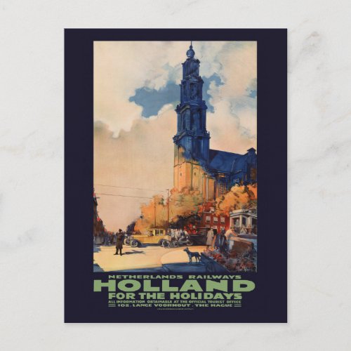 Holland for the Holidays Vintage Poster 1925 Postcard