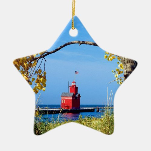 Holland Harbor Lighthouse Ceramic Ornament