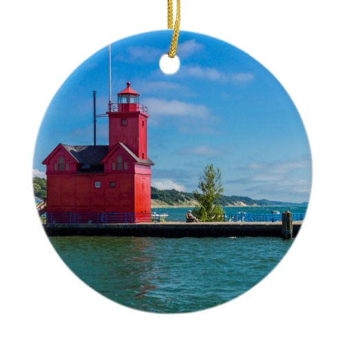 Holland Harbor Lighthouse Ceramic Ornament
