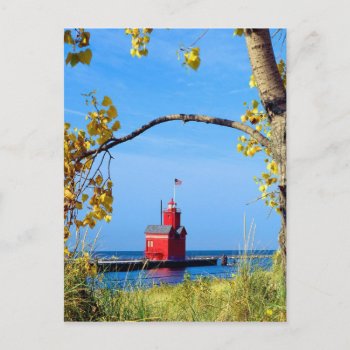 Holland Harbor Lighthouse Postcard by thecoveredbridge at Zazzle