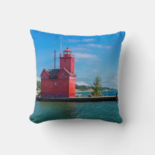 Holland Harbor Lighthouse Throw Pillow