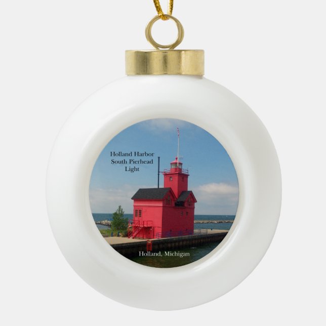 Holland Harbor South Pierhead Light 2015 ornament (Front)