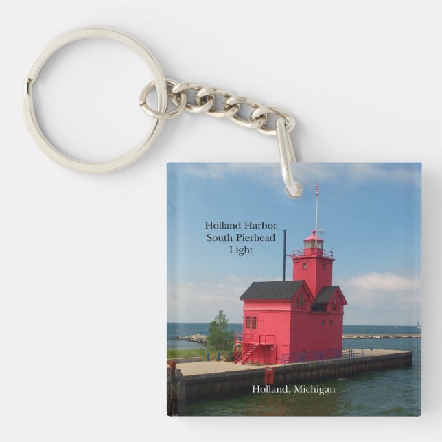 Holland Harbor South Pierhead Light key chain (Front)