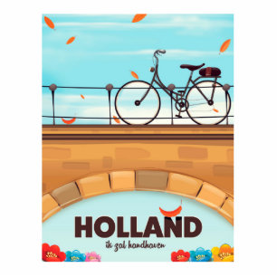 Holland "Ik zal handhaven" Bicycle travel poster. Cutout