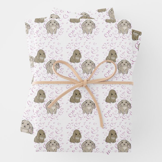 Holland lop bunnies  wrapping paper sheets (In situ)