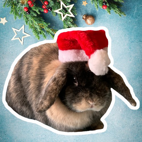 Holland Lop Bunny Daisy Custom Christmas Sticker