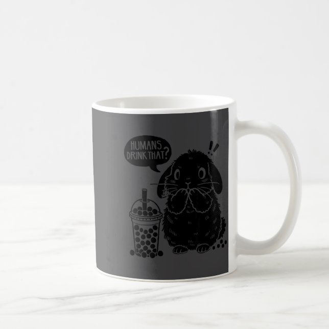 Holland Lop Rabbit And Boba Tea Funny Bunny Bubble Coffee Mug (Right)