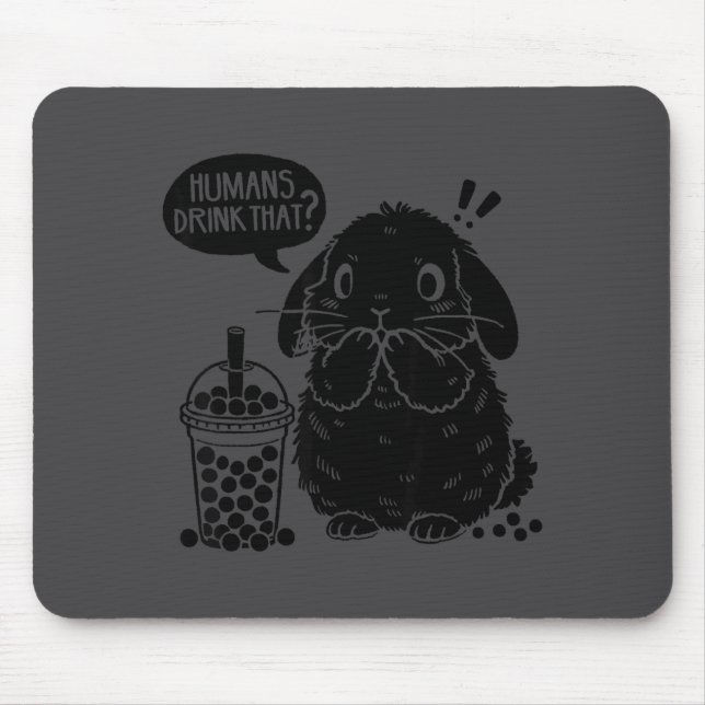 Holland Lop Rabbit And Boba Tea Funny Bunny Bubble Mouse Pad (Front)