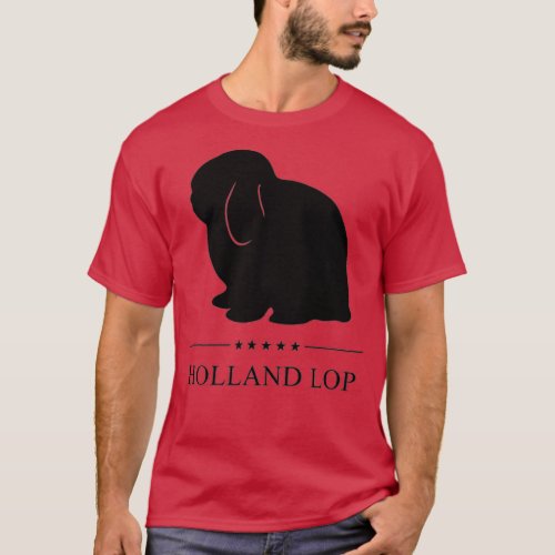 Holland Lop Rabbit Black Silhouette  T_Shirt