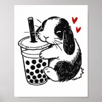 Holland Lop Rabbit Loves Boba Tea Bunny And Bubble