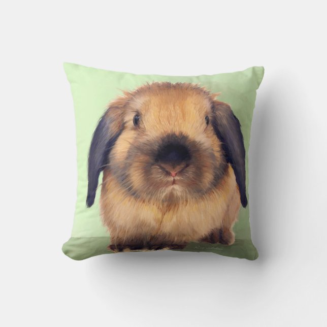 Holland Lop Throw Pillow (Front)
