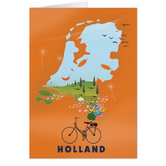Holland Map travel poster Cards (Front)