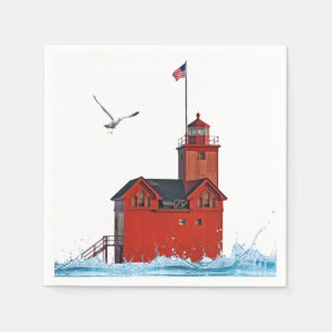 Holland Michigan Big Red Lighthouse Napkins