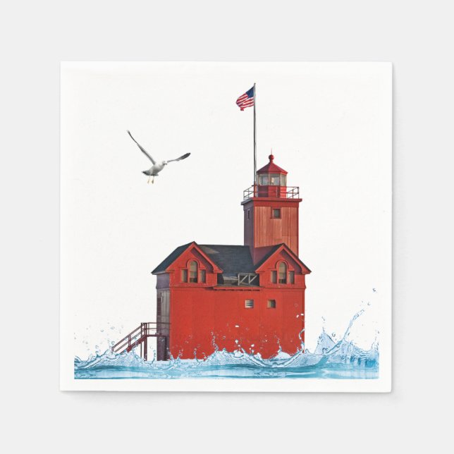 Holland Michigan Big Red Lighthouse  Napkins (Front)