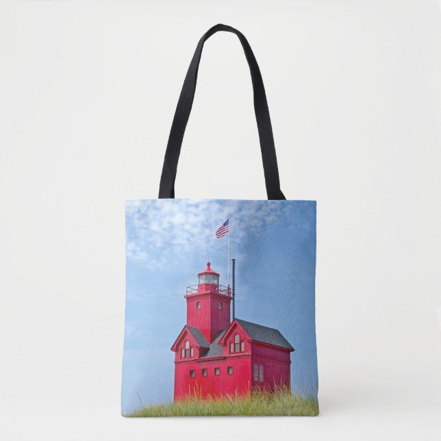 Holland Michigan Big Red Lighthouse Tote Bag (Front)