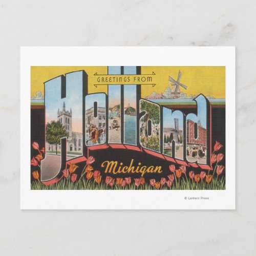 Holland Michigan _ Large Letter Scenes Postcard