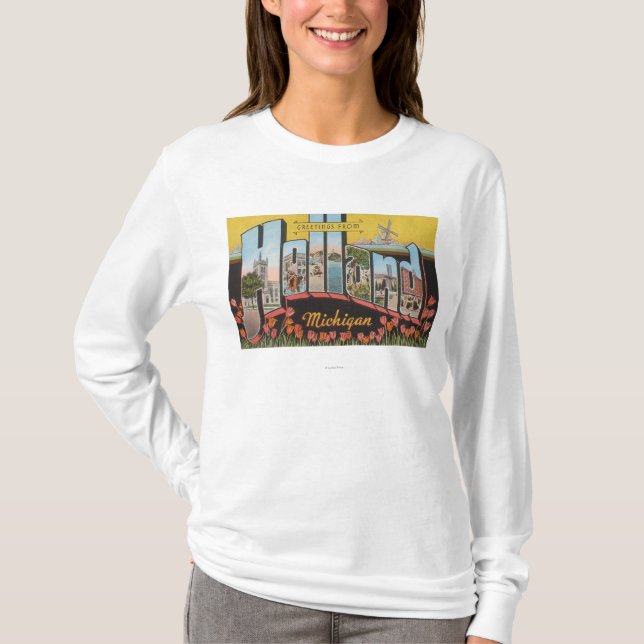 Holland, Michigan - Large Letter Scenes T-Shirt (Front)