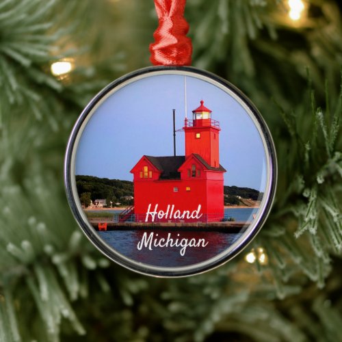 Holland Michigan Lighthouse CUSTOM Metal Ornament