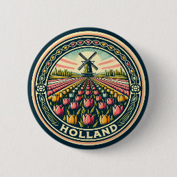 Holland Netherlands Travel Art Badge Button