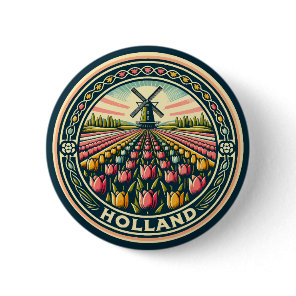 Holland Netherlands Travel Art Badge Button