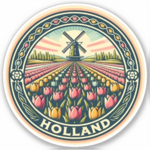 Holland Netherlands Travel Art Badge Sticker