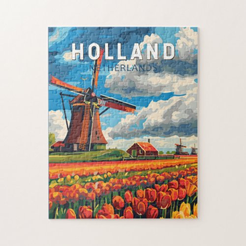 Holland Netherlands Travel Art Vintage Jigsaw Puzzle