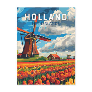 Holland Netherlands Travel Art Vintage Postcard