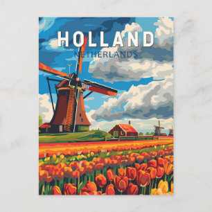 Holland Netherlands Travel Art Vintage Postcard