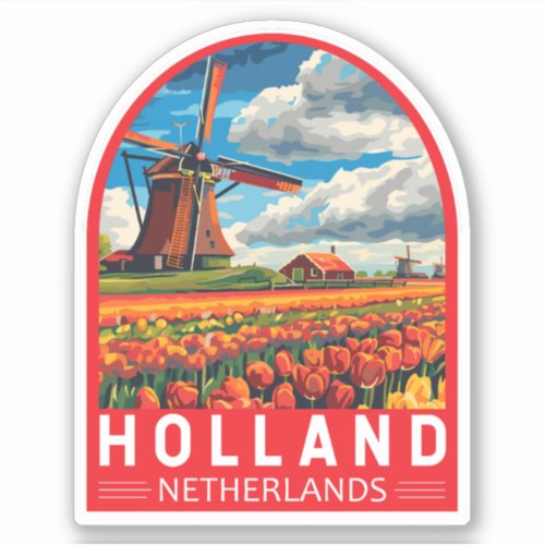 Holland Netherlands Travel Art Vintage Sticker