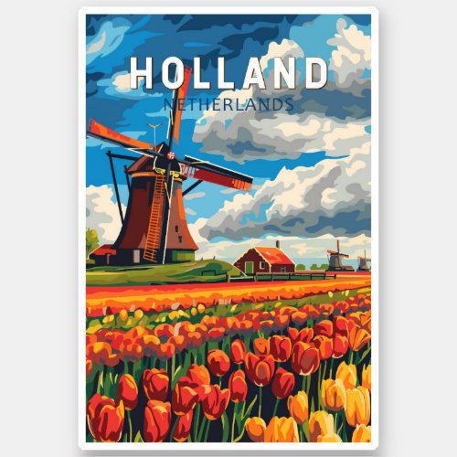 Holland Netherlands Travel Art Vintage Sticker