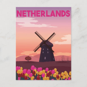 Holland Netherlands Vintage Travel dutch tulips Postcard