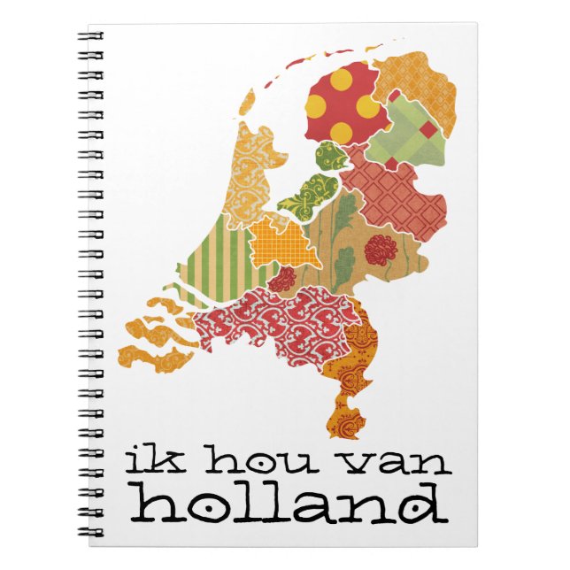 Holland Province Map Bohemian Patchwork Style Notebook (Front)