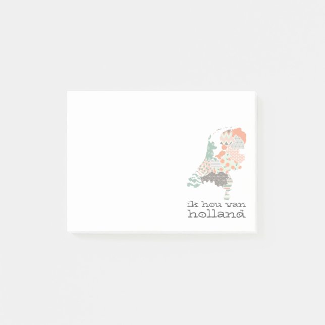 Holland Province Map Geometric Patchwork Style Post-it Notes (Front)