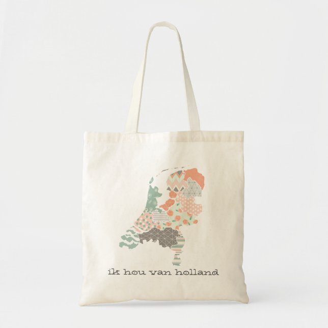 Holland Province Map Geometric Patchwork Style Tote Bag (Front)