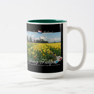 Holland Spring Tulips Landscape 3D View Anaglyph Two-Tone Coffee Mug