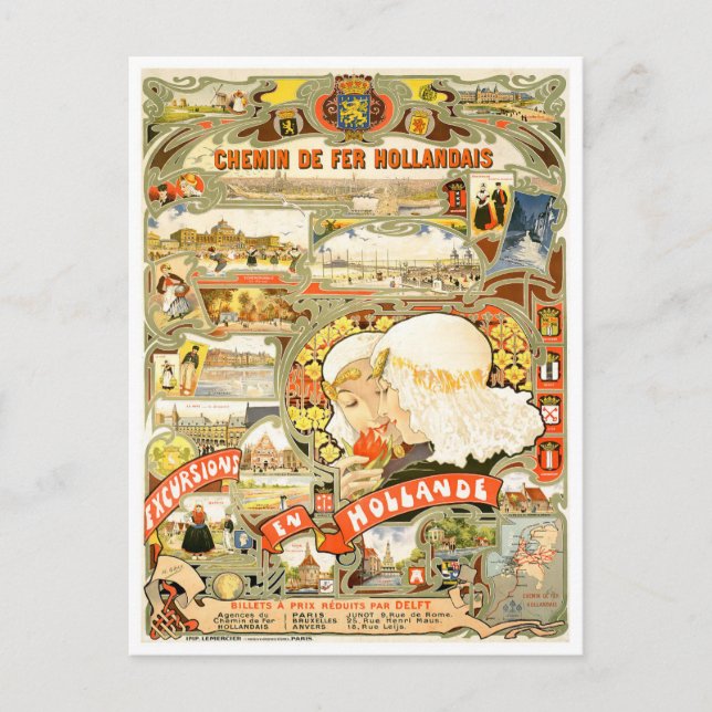 Holland trainlines vintage travel Postcard (Front)