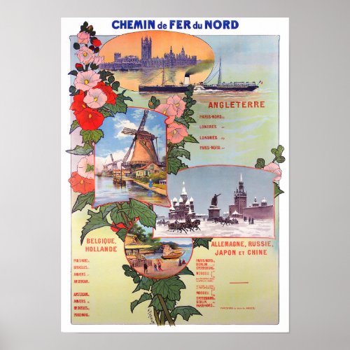 Holland trainlines vintage travel Poster