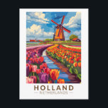Holland Travel Art Vintage Postcard<br><div class="desc">Holland retro vector travel design. Holland is a geographical region and former province on the western coast of the Netherlands.</div>