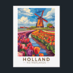 Holland Travel Art Vintage Postcard<br><div class="desc">Holland retro vector travel design. Holland is a geographical region and former province on the western coast of the Netherlands.</div>
