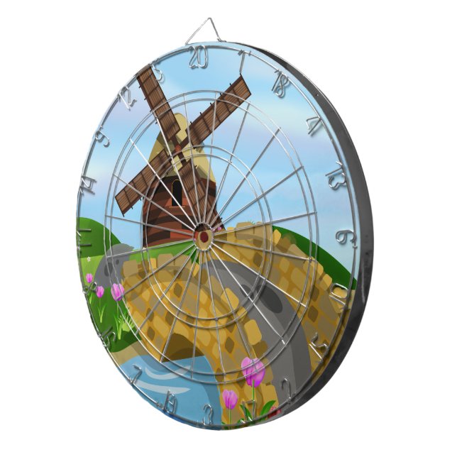Holland Tulips Dartboard With Darts (Front Right)