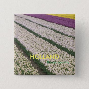 Holland Tulips Square Button by Edelhertdesigntravel at Zazzle