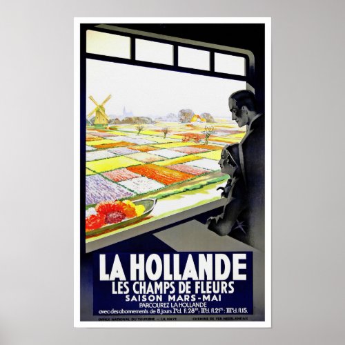 Holland tulips vintage travel Poster