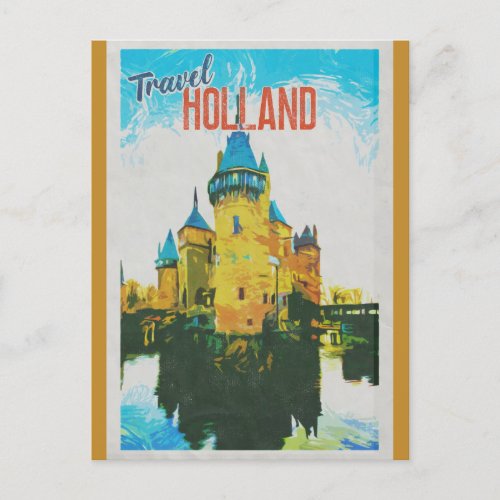 Holland Vintage Castle Retro Travel Postcard