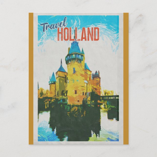 Holland Vintage Castle Retro Travel Postcard (Front)
