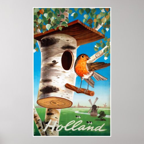 Holland Vintage Travel Poster Restored
